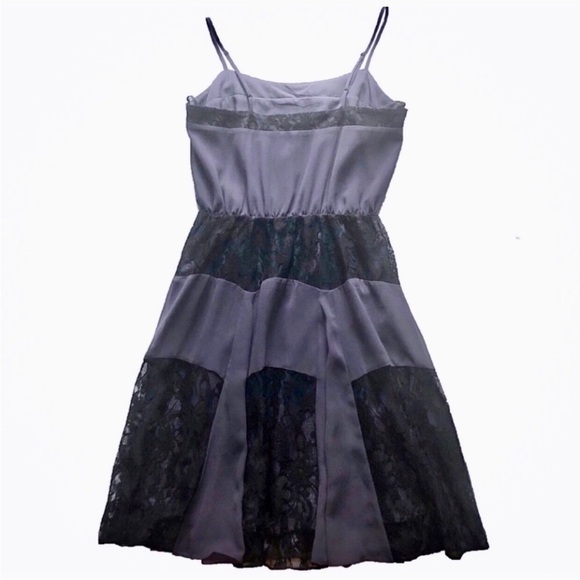 BCBG Generation Black Gray Spaghetti Strap A-line Lace Women’s Dress - Picture 3 of 9